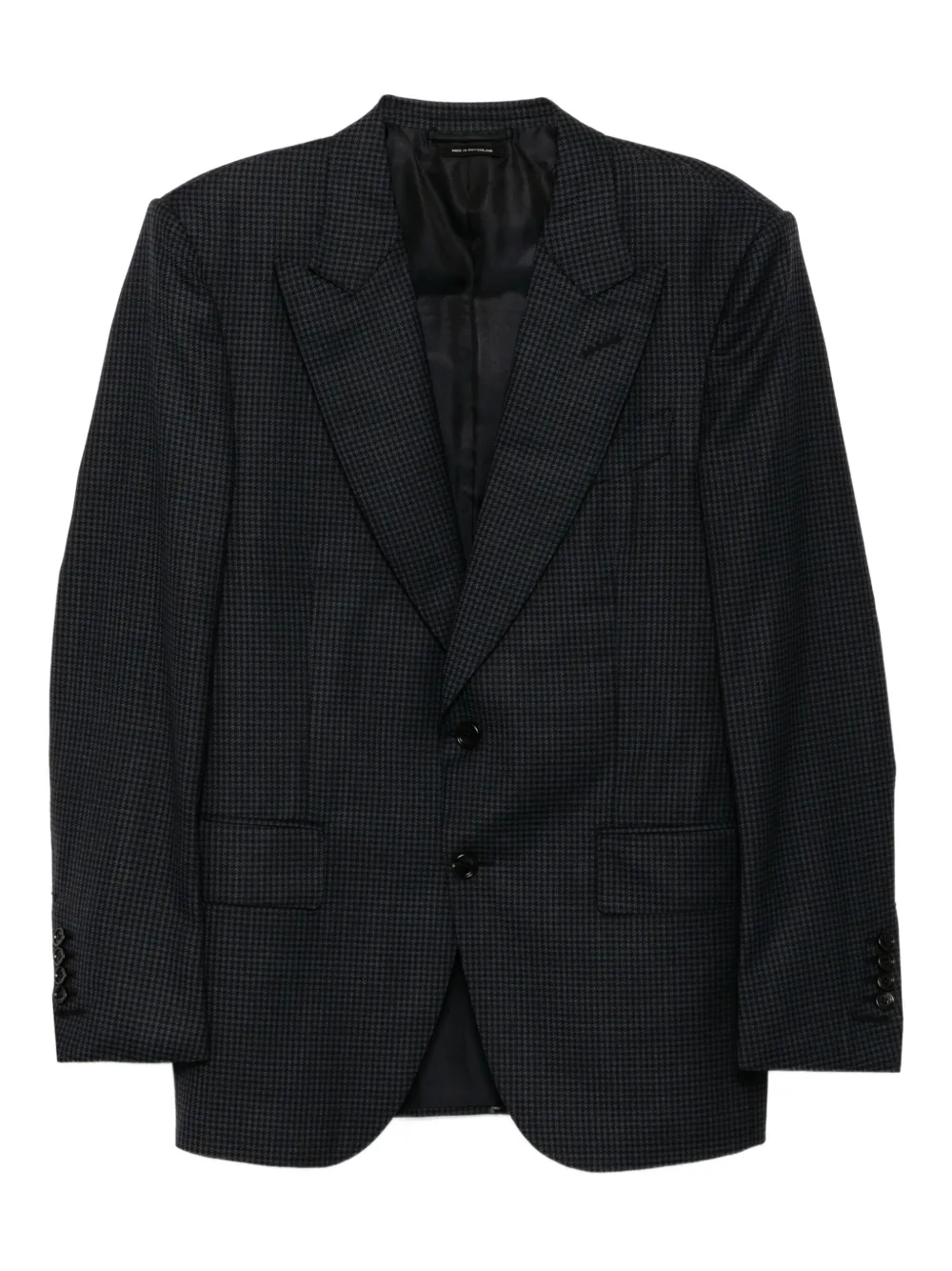 TOM FORD single breasted checked-print blazer - Blu