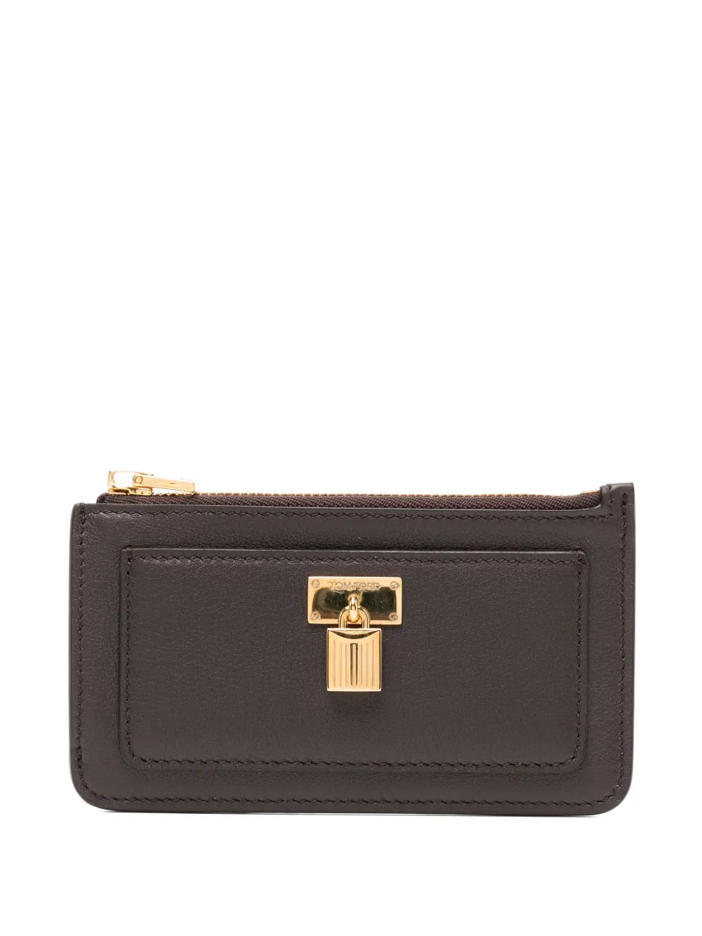 Tom Ford Calf Leather Cardholder In Brown