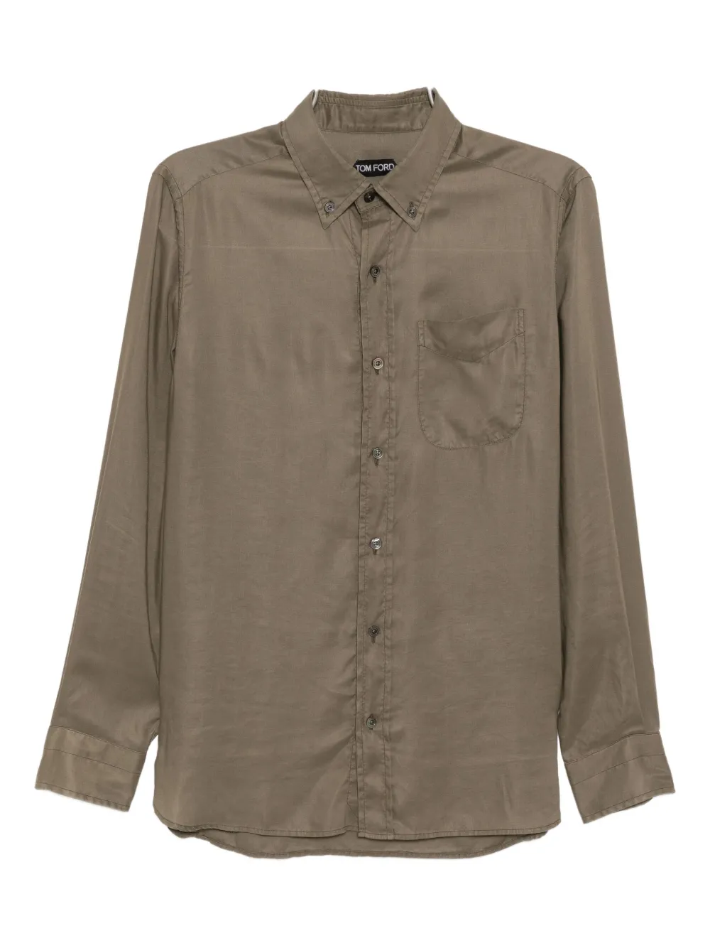 Tom Ford Gabardine Slim-fit Shirt In Brown