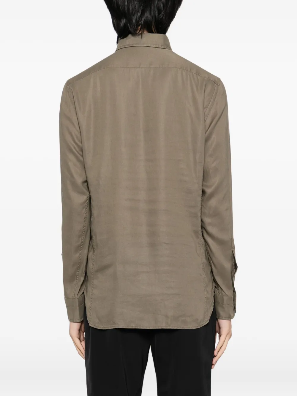 Tom Ford Gabardine Slim-fit Shirt In Brown