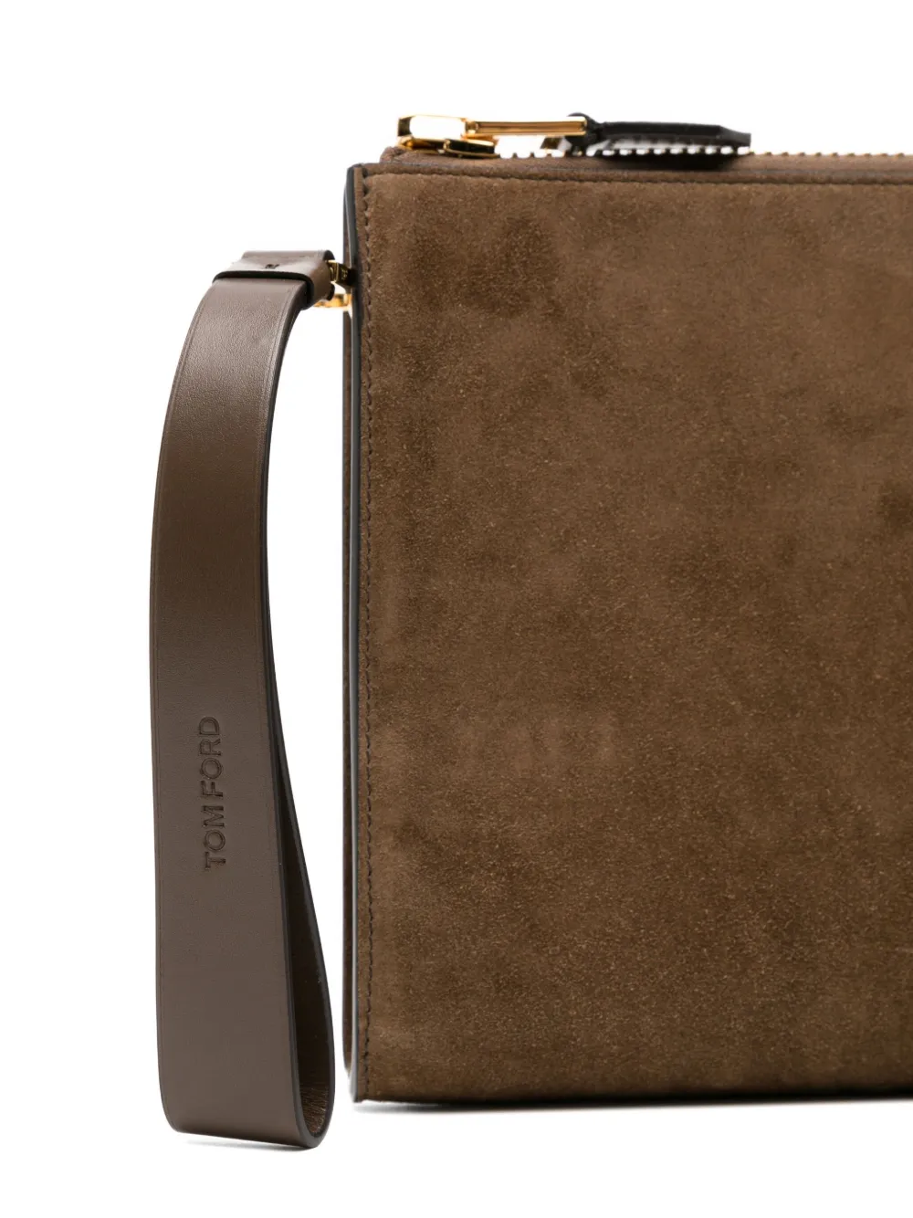 Tom Ford Logo-debossed Clutch Bag In Brown