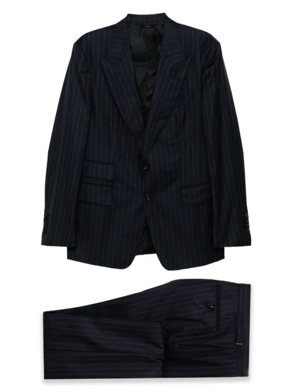 m 　TOM FORD ダークブルー チェック柄 スーツ TOM FORD - 【美品】トムフォード スーツ グレンチェック