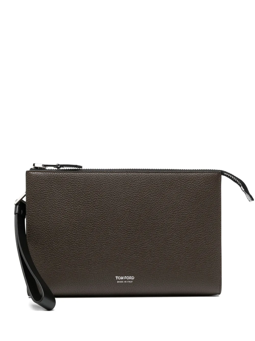Tom Ford Calf Leather Clutch Bag In Brown