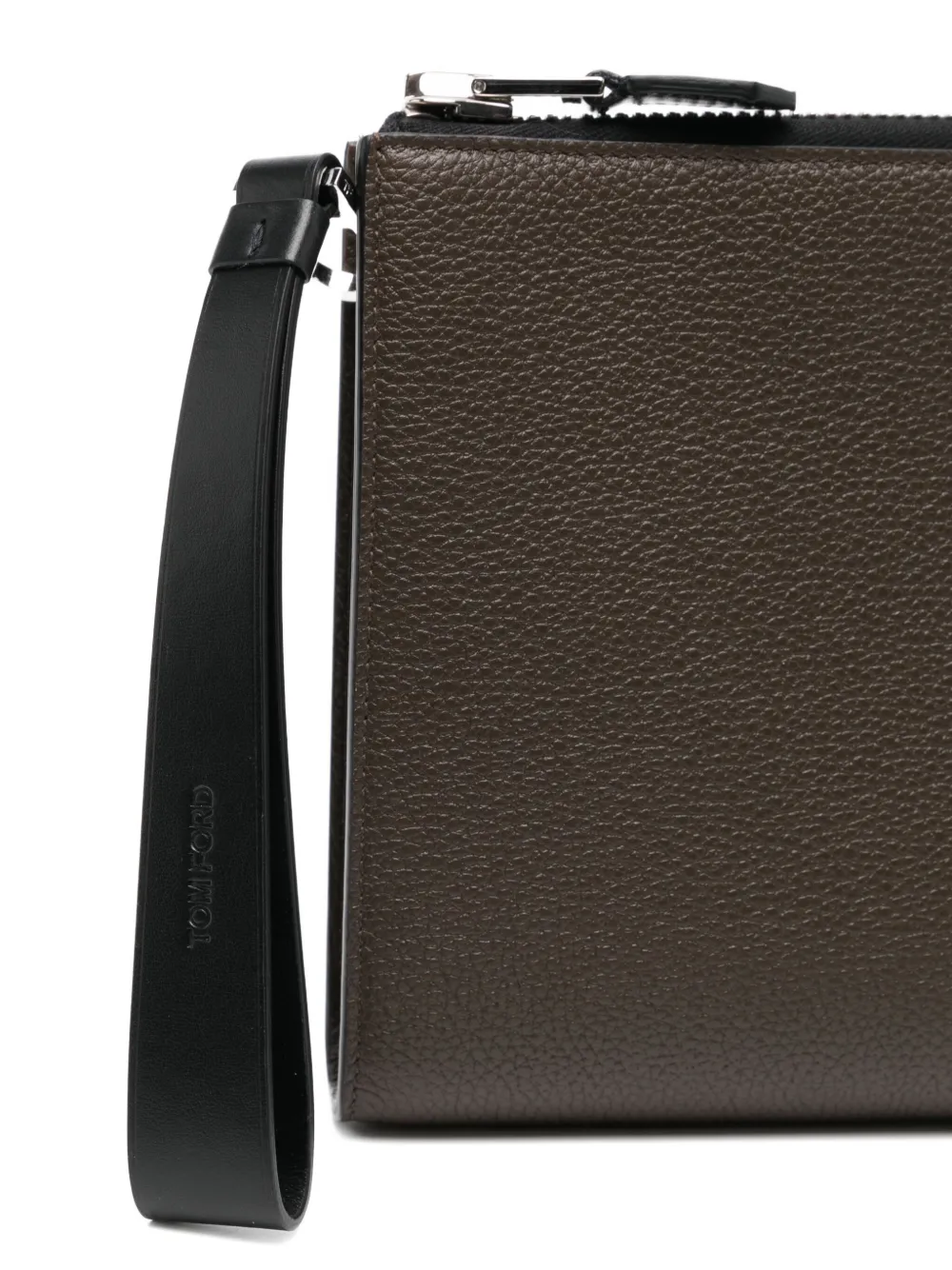 Tom Ford Calf Leather Clutch Bag In Brown