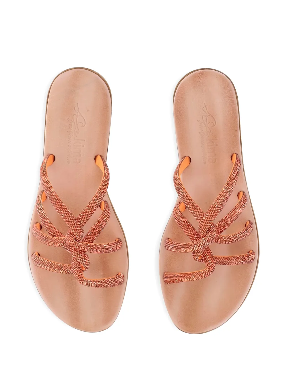 KIMA leather flat sandals Orange