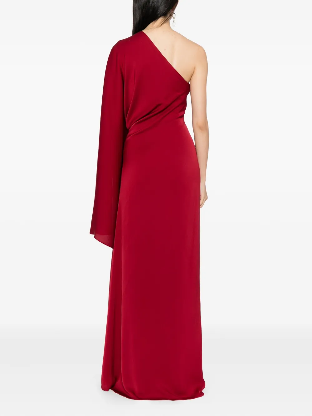 Tom Ford Embellished One-sleeve Draped Silk-crepe Gown In Red