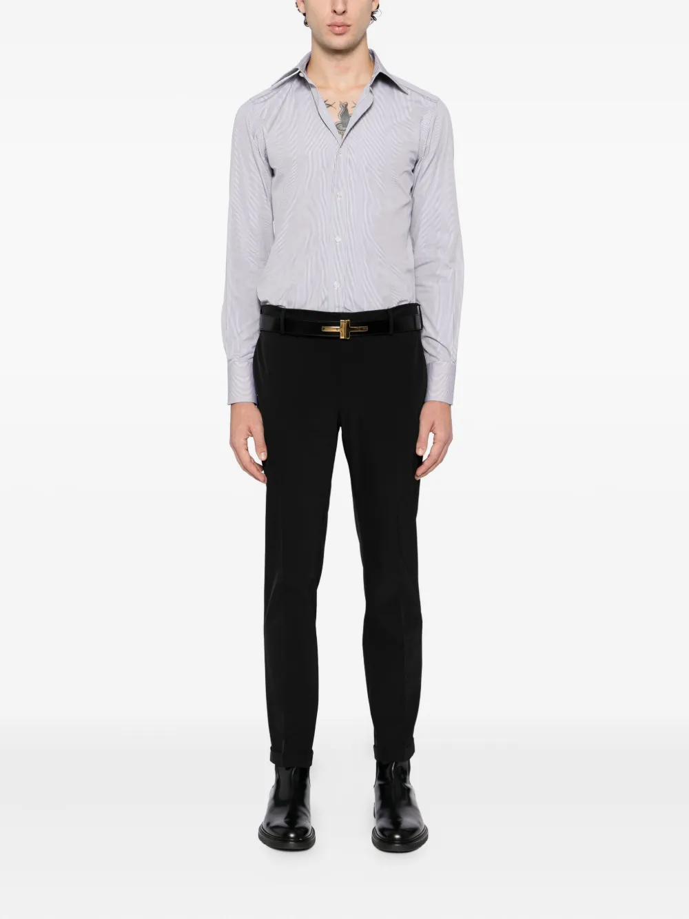 TOM FORD Gestreept overhemd - Grijs