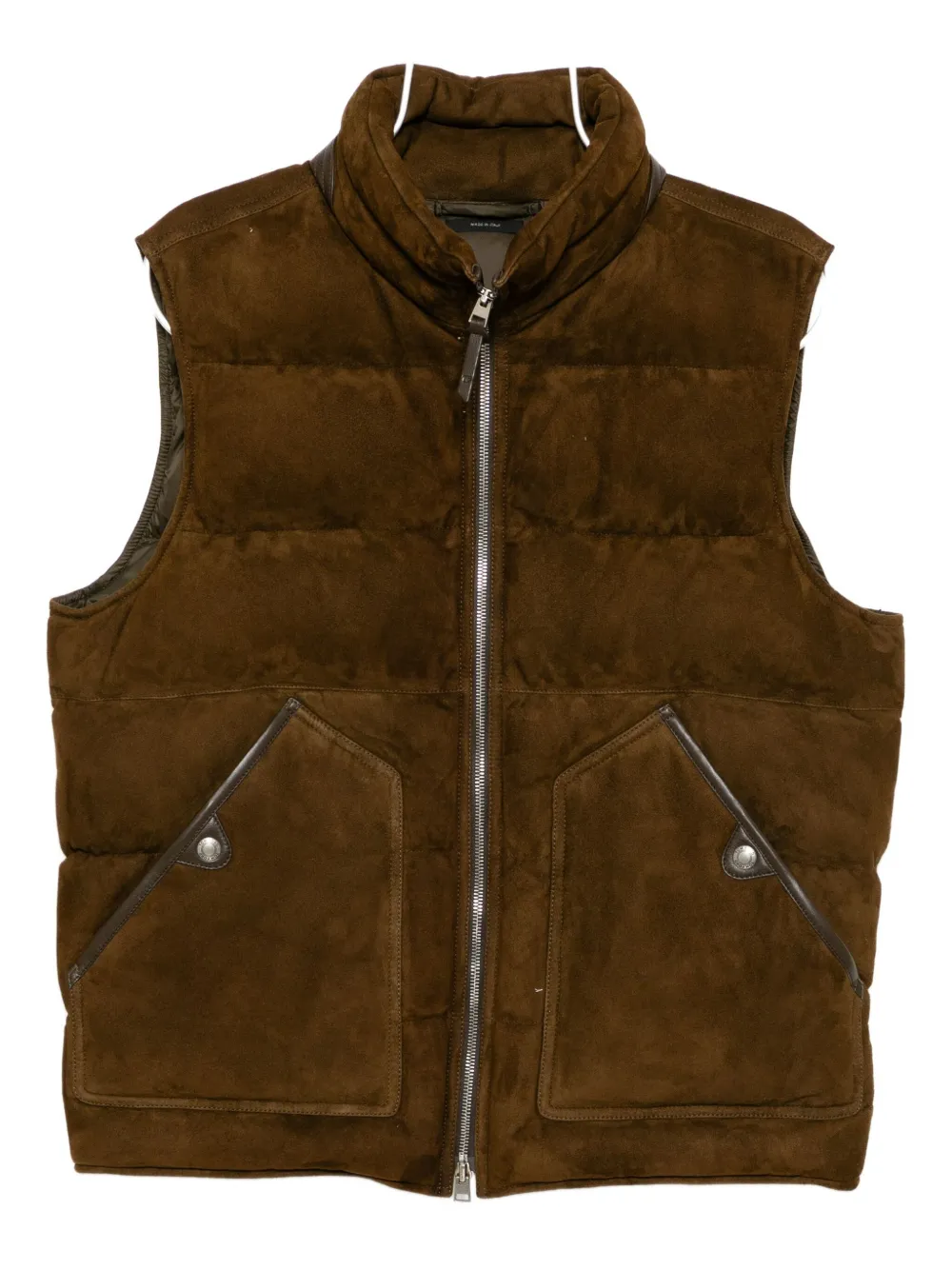 Tom Ford Leather Gilet In Brown