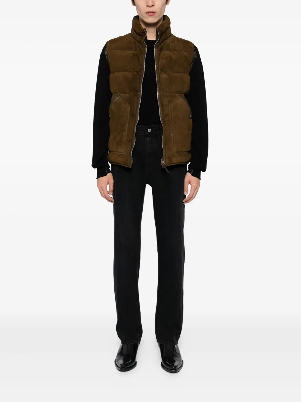 TOM FORD Leren gilet Bruin