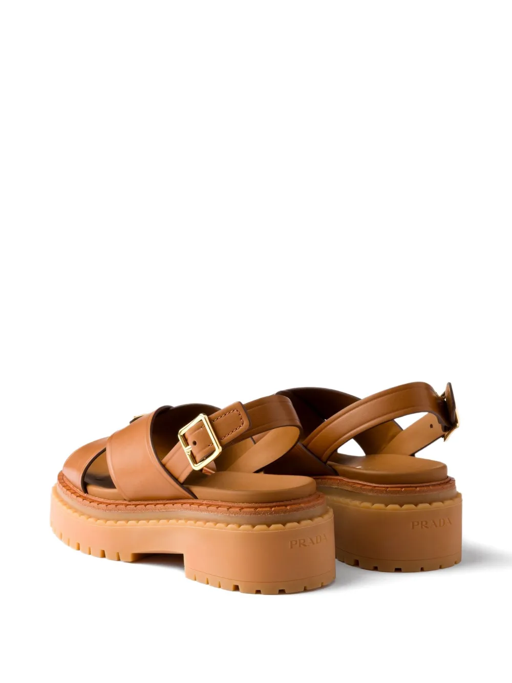 Prada buckle-fastening platform sandals Brown