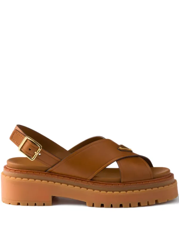 Prada プラットフォーム サンダル | ブラウン | FARFETCH JP