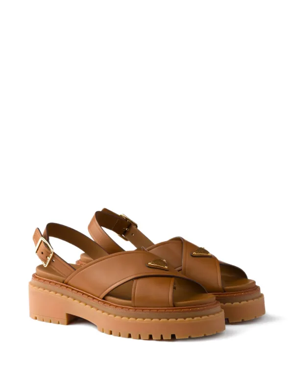 Prada プラットフォーム サンダル | ブラウン | FARFETCH JP