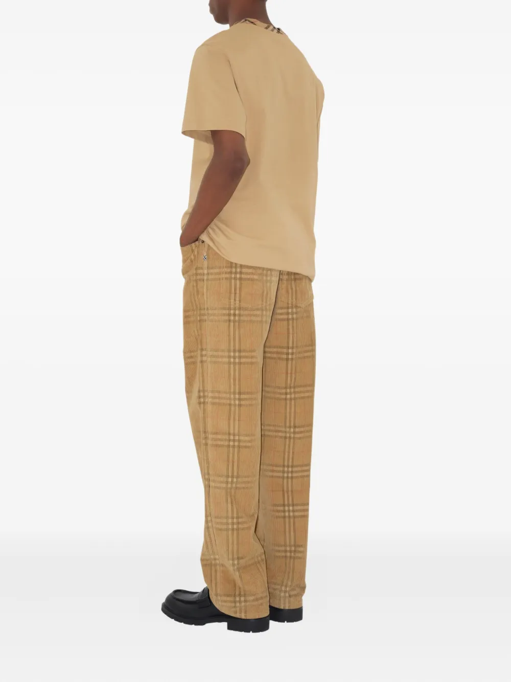 Burberry Ribfluwelen geruite broek Beige