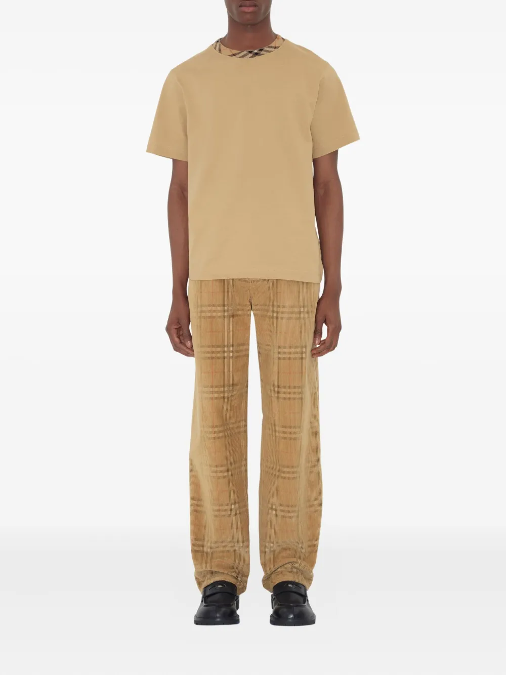 Burberry Ribfluwelen geruite broek Beige