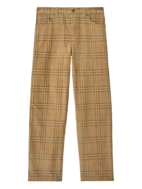 Burberry بنطال مخملي مضلع بكاروهات