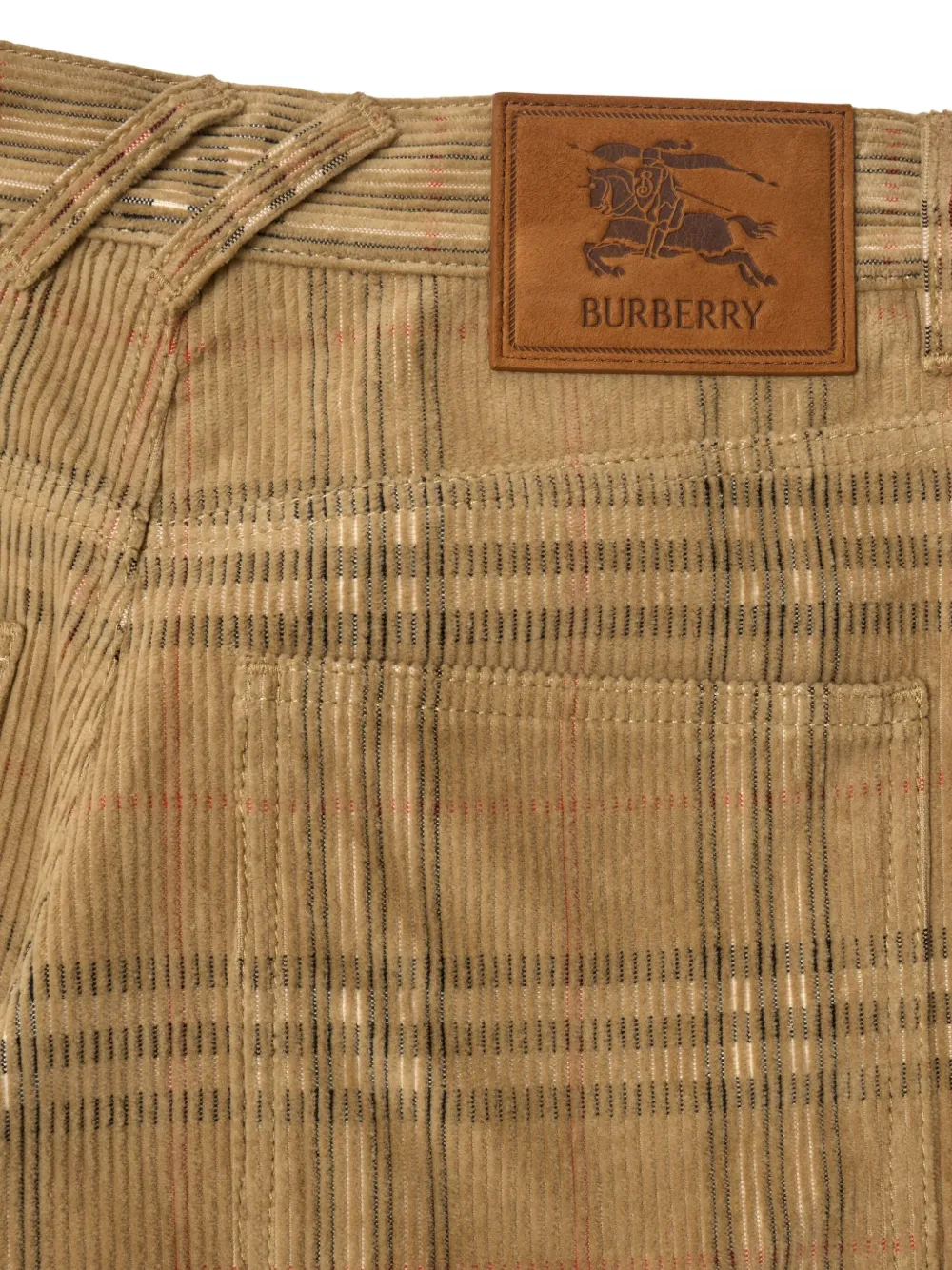 Burberry Ribfluwelen geruite broek Beige
