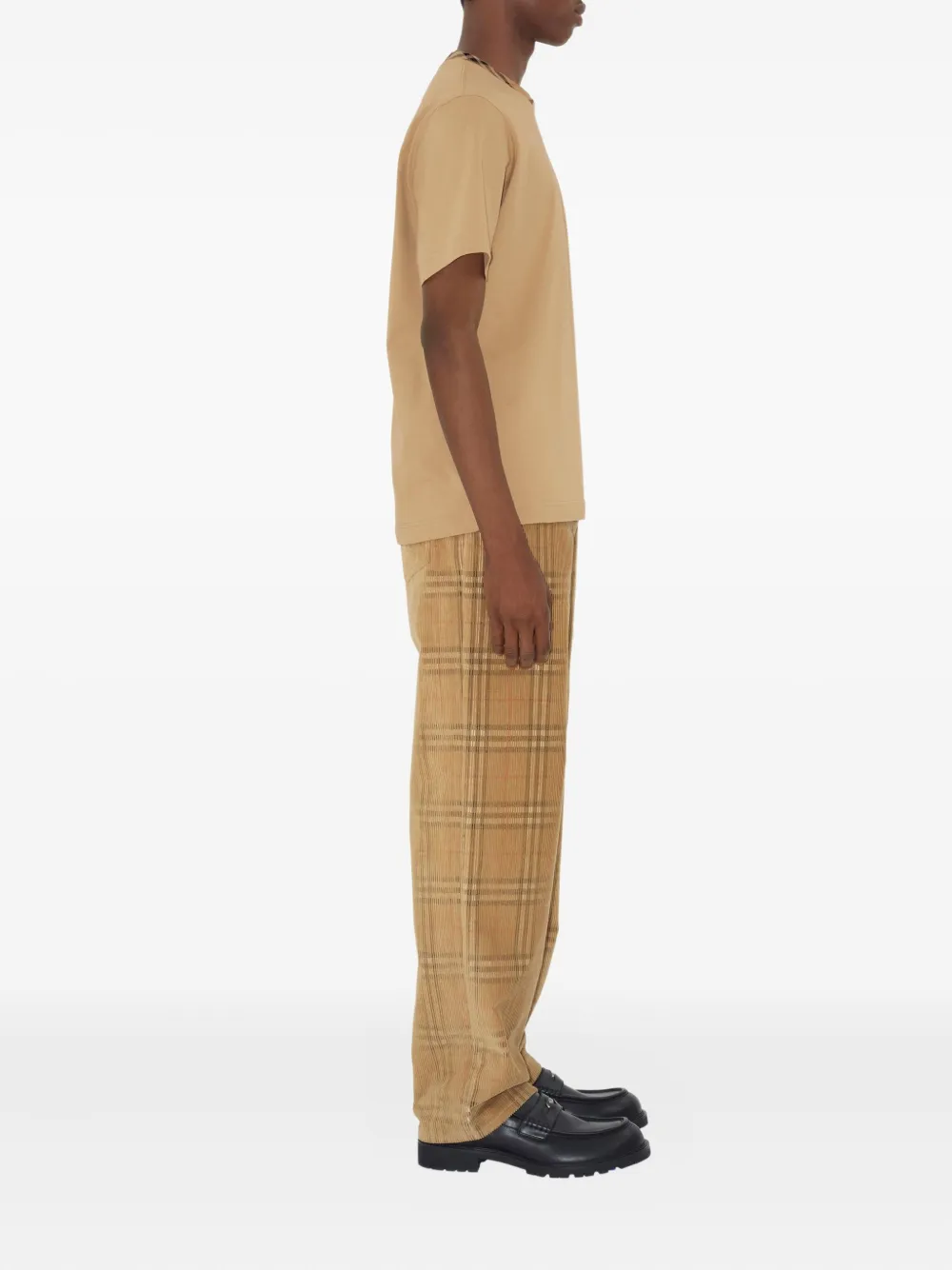 Burberry Ribfluwelen geruite broek Beige