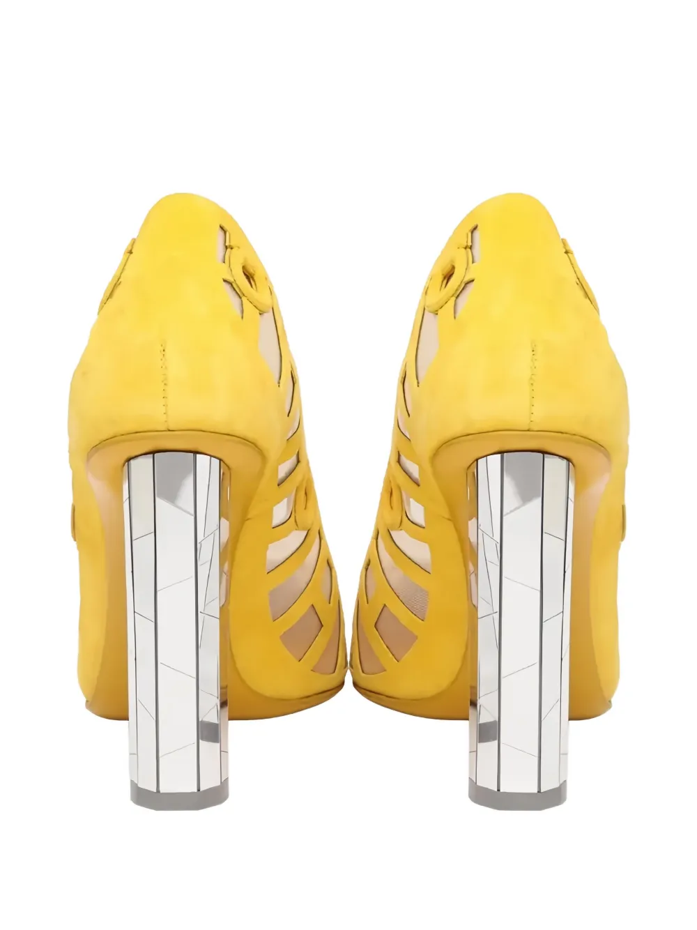 Ferragamo 105 mm leren pumps met hak Geel
