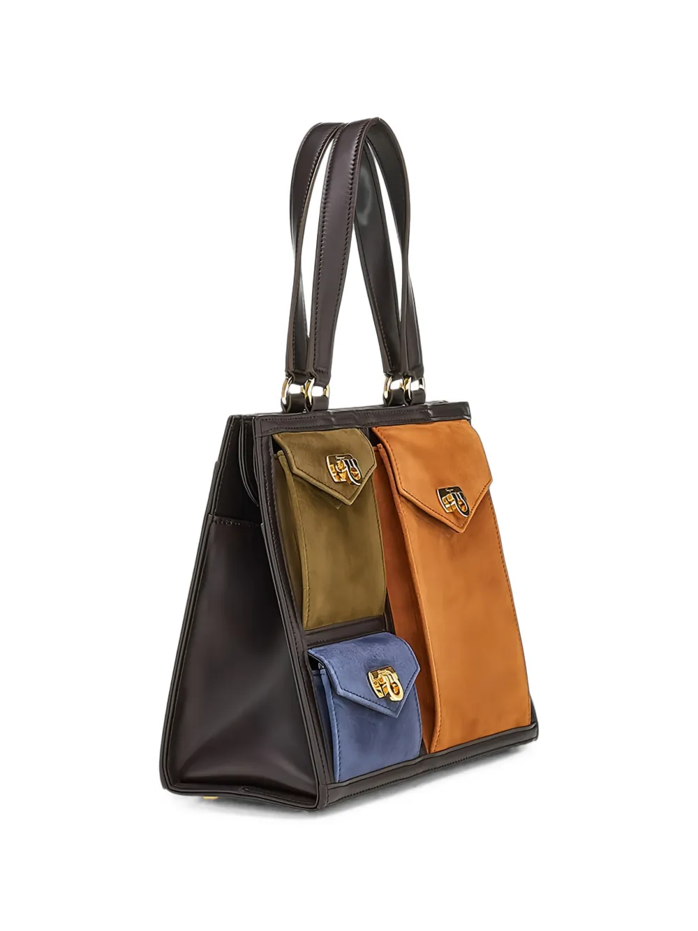 Ferragamo top handle pocket-detail tote bag - Marrone