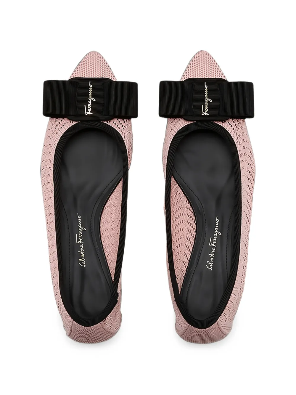 Ferragamo Vara bow mesh ballet flats Roze