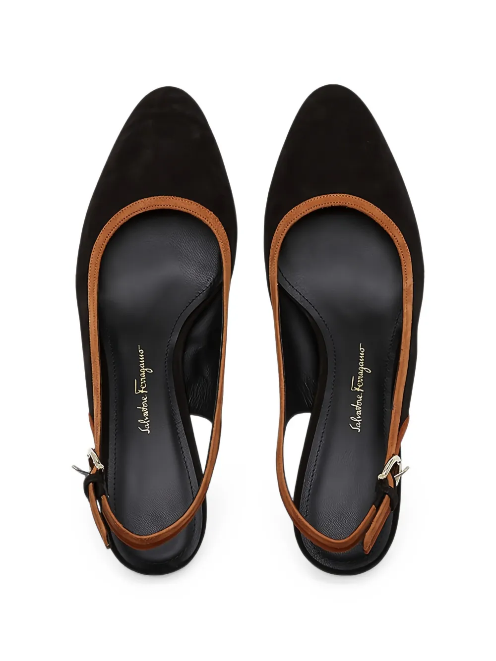 Ferragamo suede slingback pumps Zwart