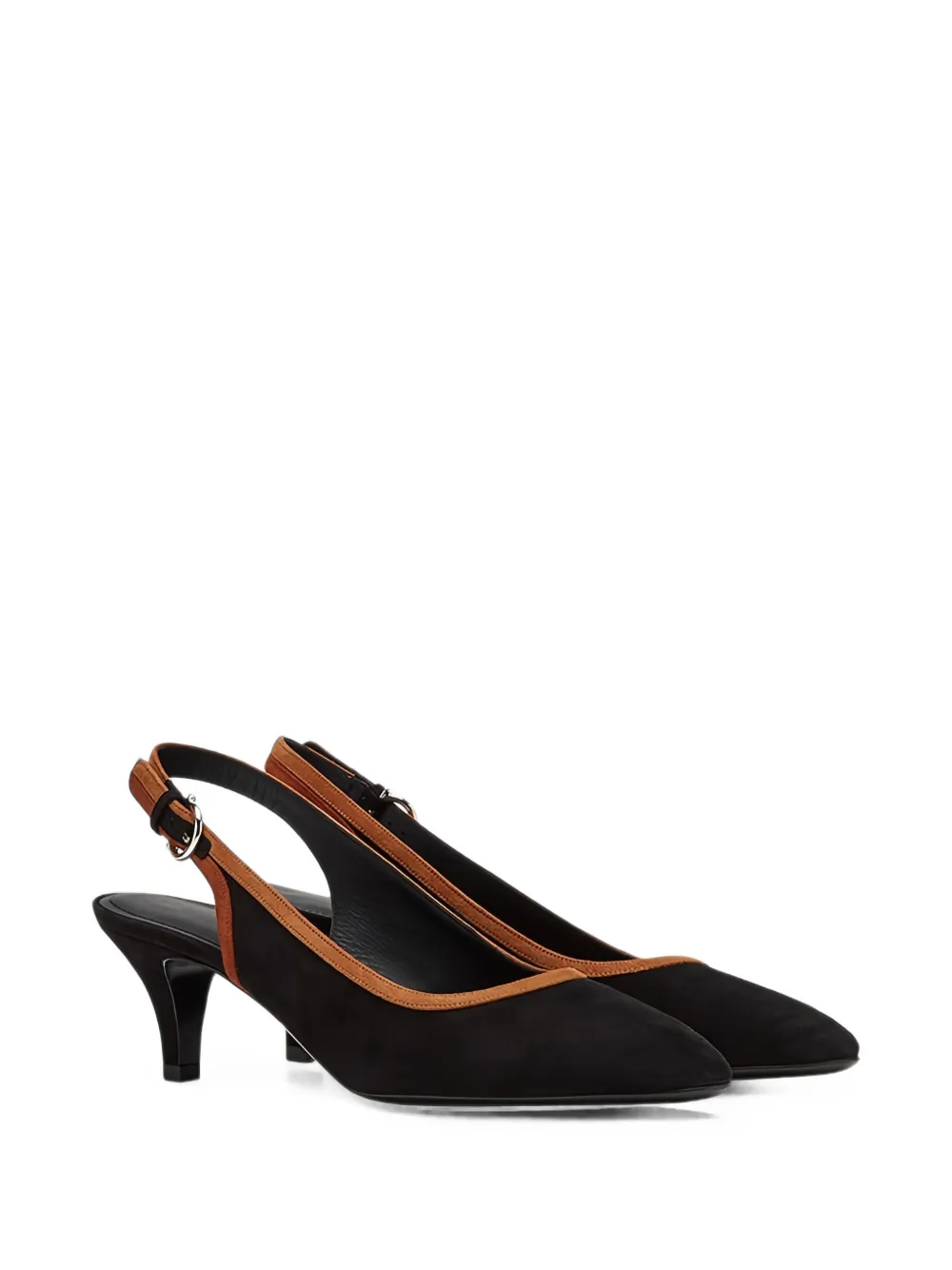 Ferragamo suede slingback pumps Zwart