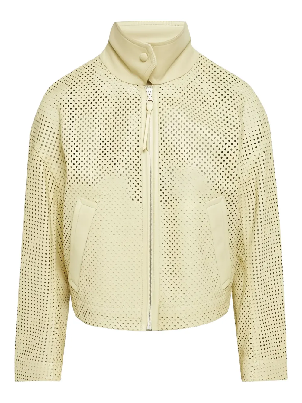 Ferragamo Perforated Leather Jacket In Yellow