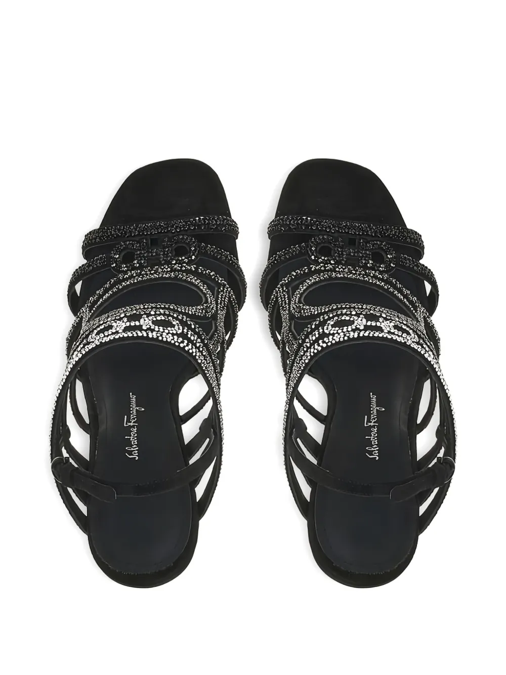 Ferragamo crystal-embellished block-heel sandals Black