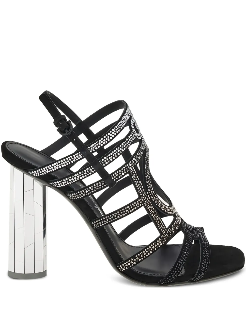 Ferragamo crystal-embellished block-heel sandals Black