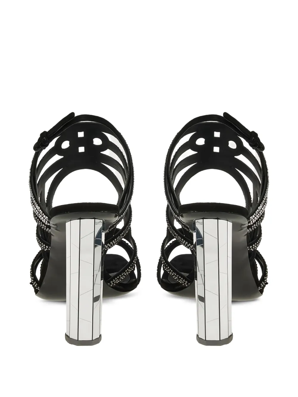 Ferragamo crystal-embellished block-heel sandals Black