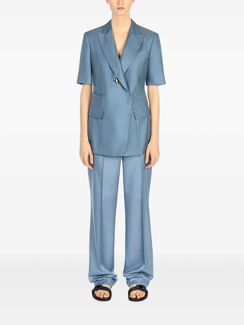 Ferragamo Zijden jack met korte mouwen Blauw