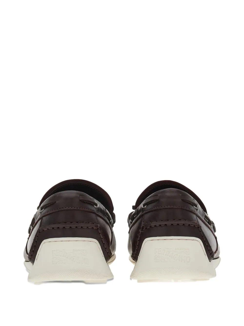Ferragamo Leather Lace-up Loafers In Brown