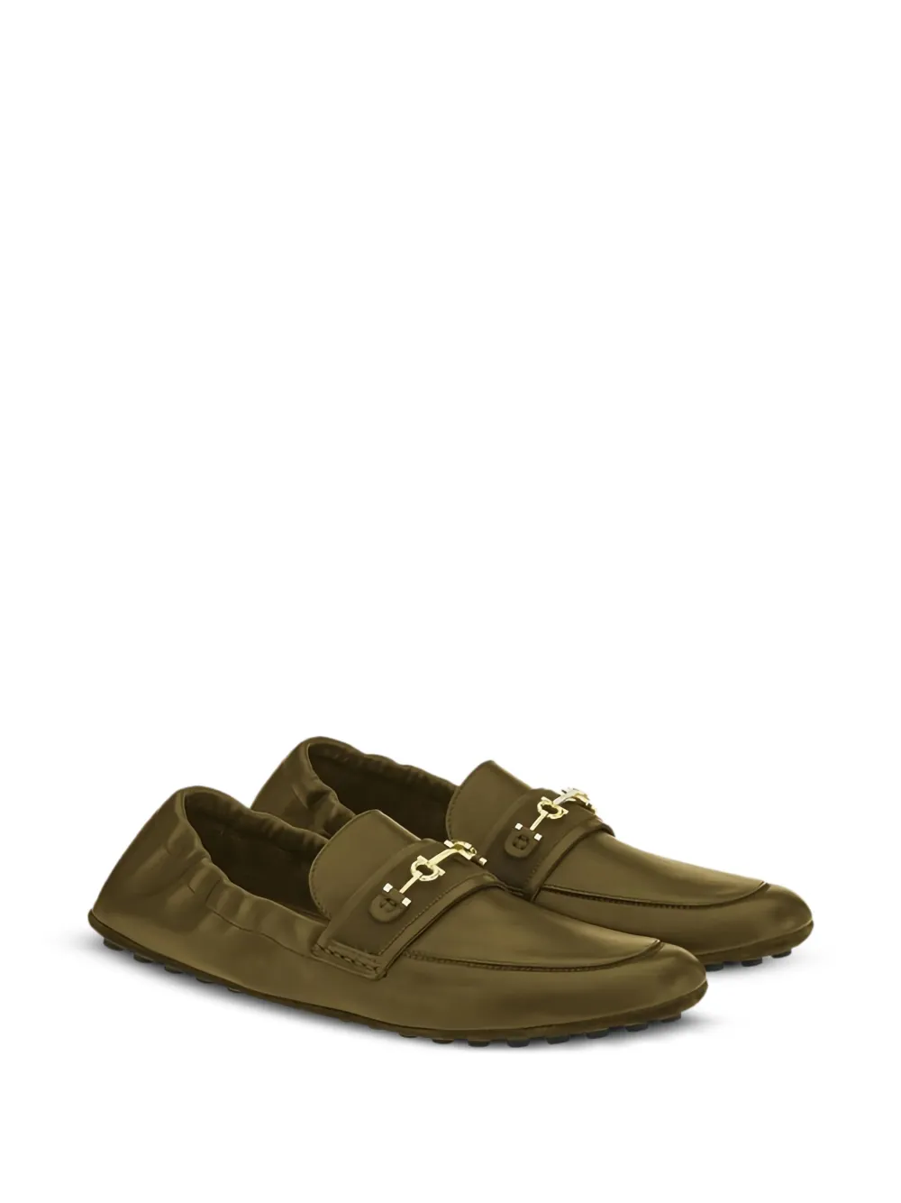 Ferragamo Gancini-detail leather loafers Green