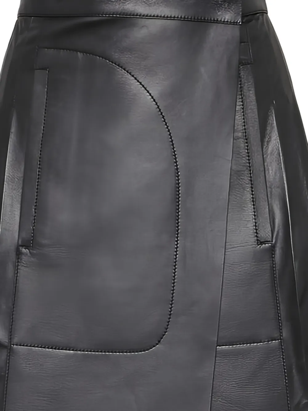 Ferragamo pleated leather midi skirt - Zwart