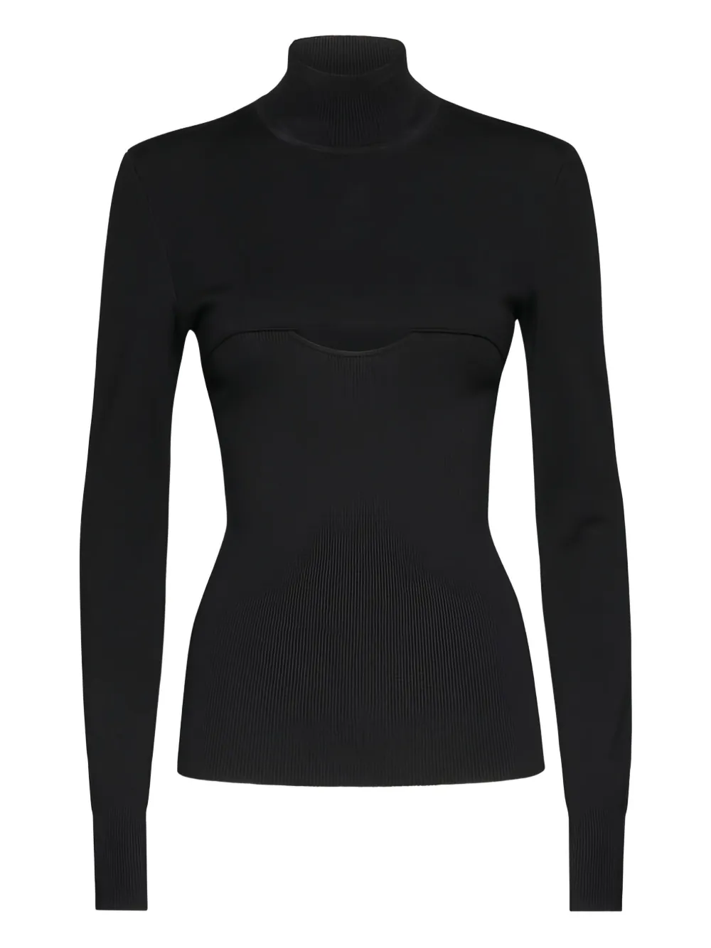 Ferragamo mock-neck ribbed top Zwart