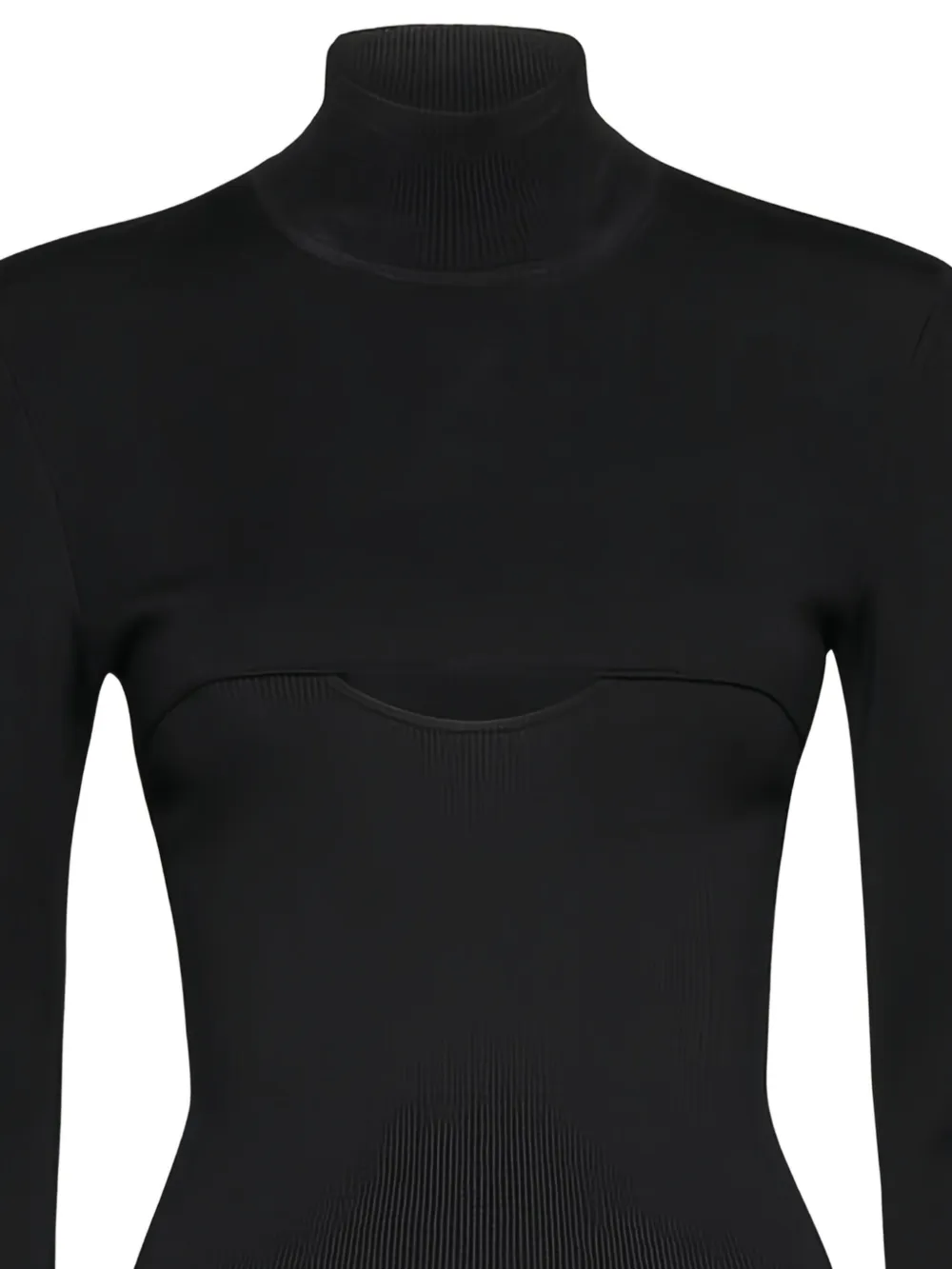 Ferragamo mock-neck ribbed top Zwart