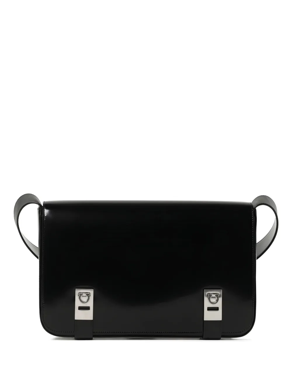 Ferragamo patent-leather clasp shoulder bag 163 BLACK