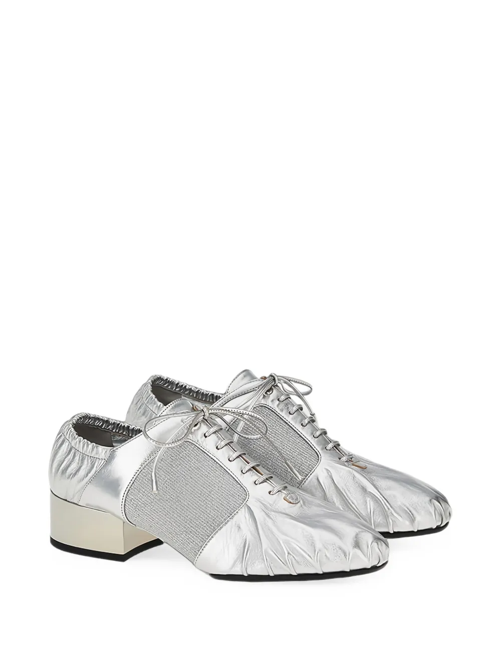 Ferragamo lace-up metallic-finish leather shoes - Argento