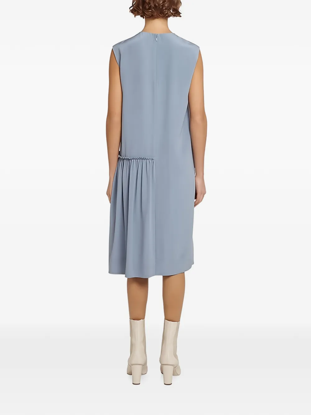 Ferragamo Mouwloze midi-jurk met geplooid detail Blauw
