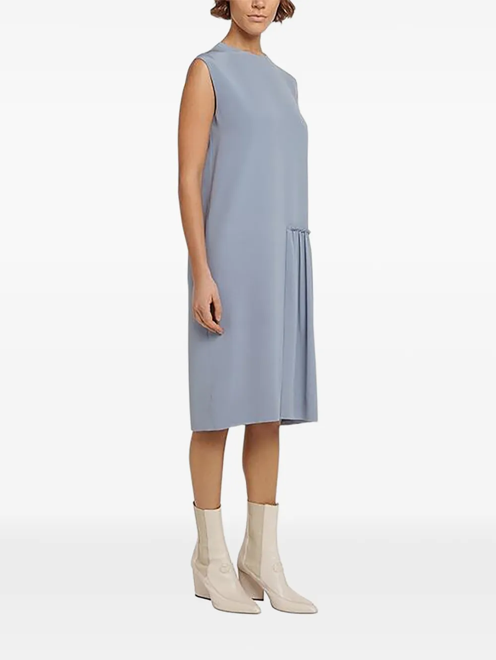 Ferragamo Mouwloze midi-jurk met geplooid detail Blauw
