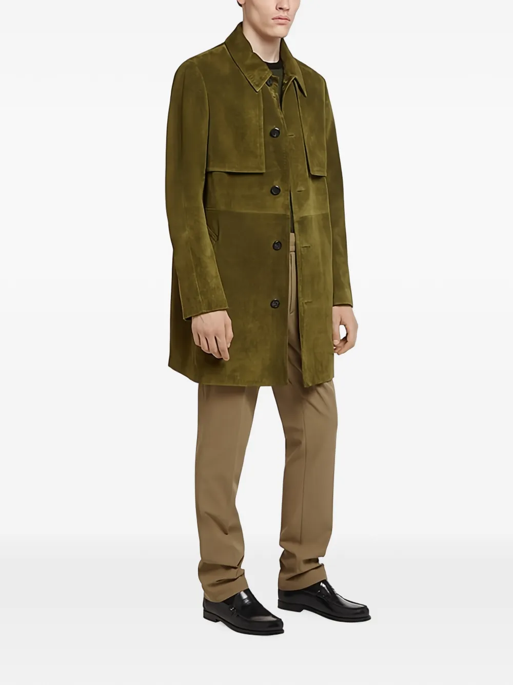 Ferragamo Suède jas met vlakken Groen