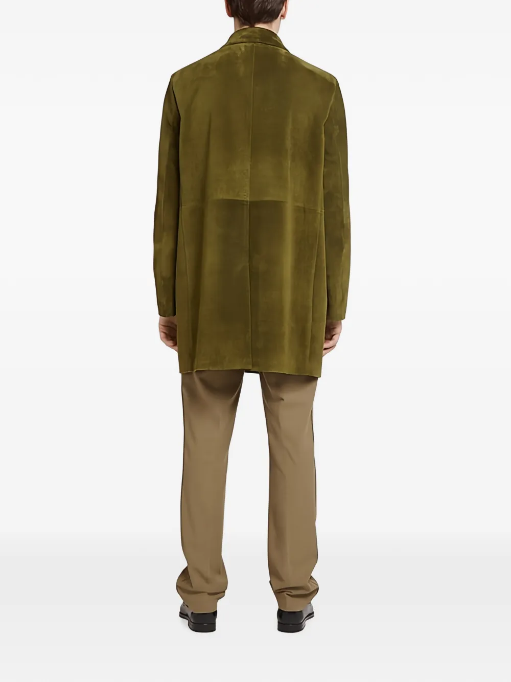 Ferragamo Suède jas met vlakken Groen