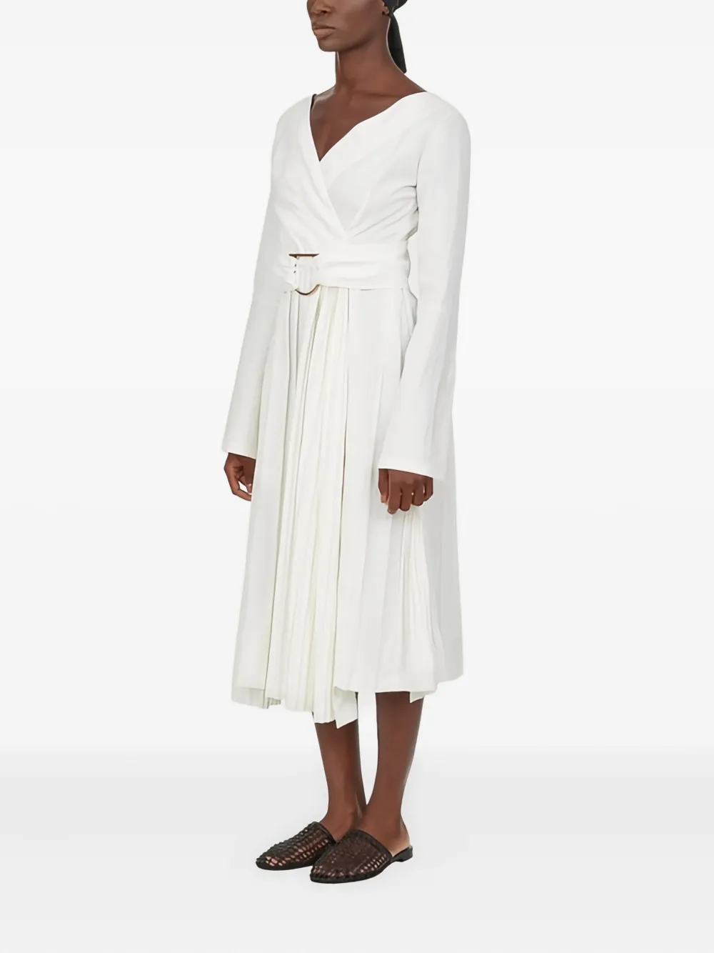 Ferragamo pleated-detail midi dress Wit