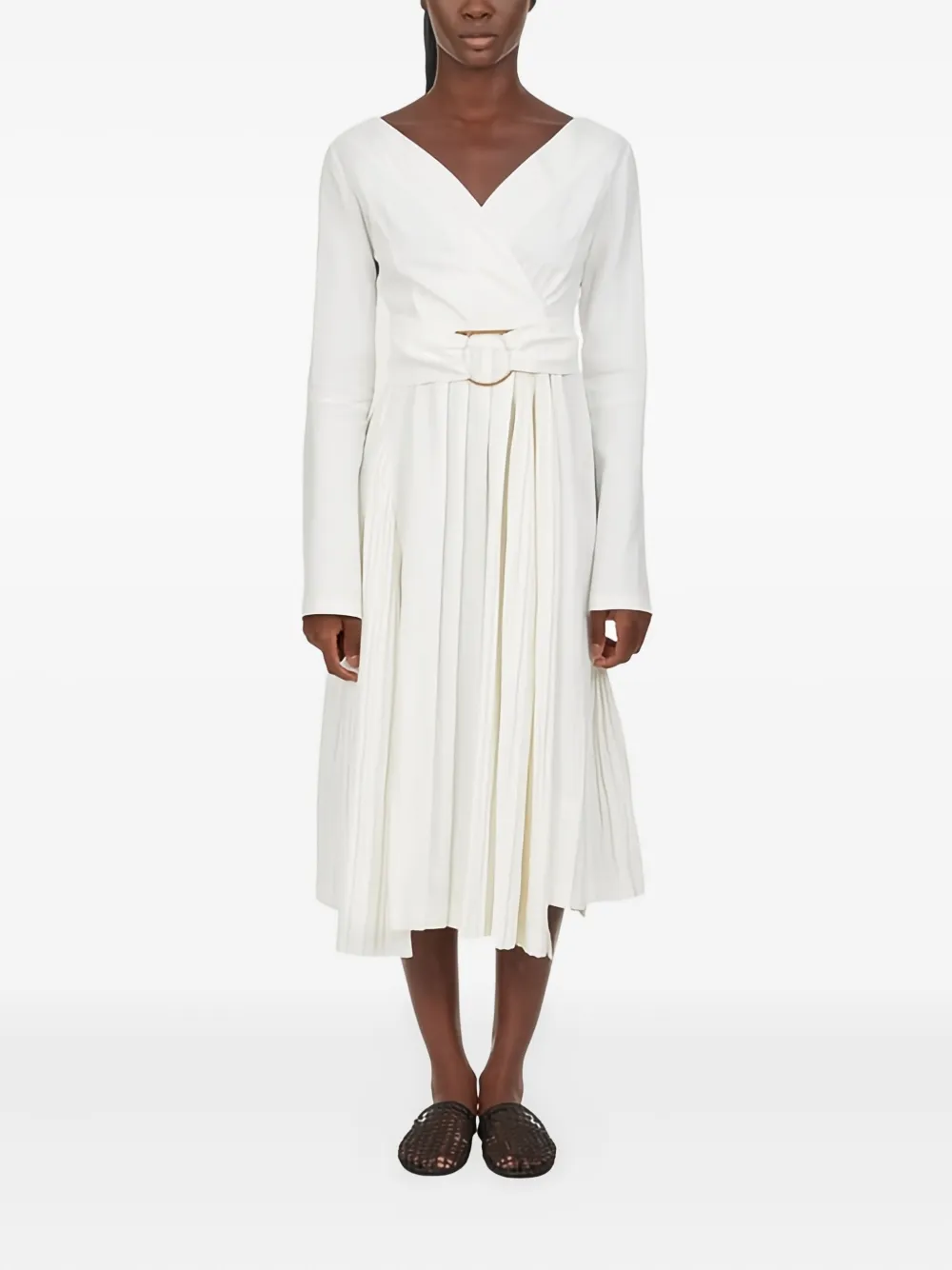 Ferragamo pleated-detail midi dress - Wit