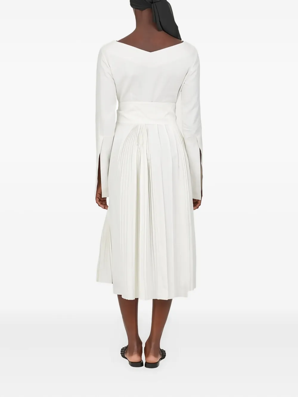 Ferragamo pleated-detail midi dress Wit