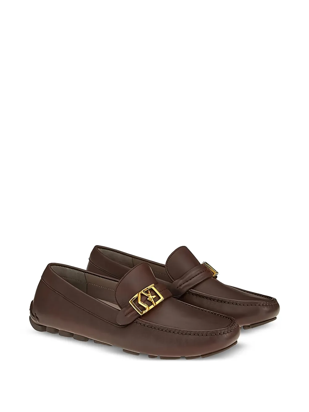 Ferragamo Gancini-buckle leather loafers Brown