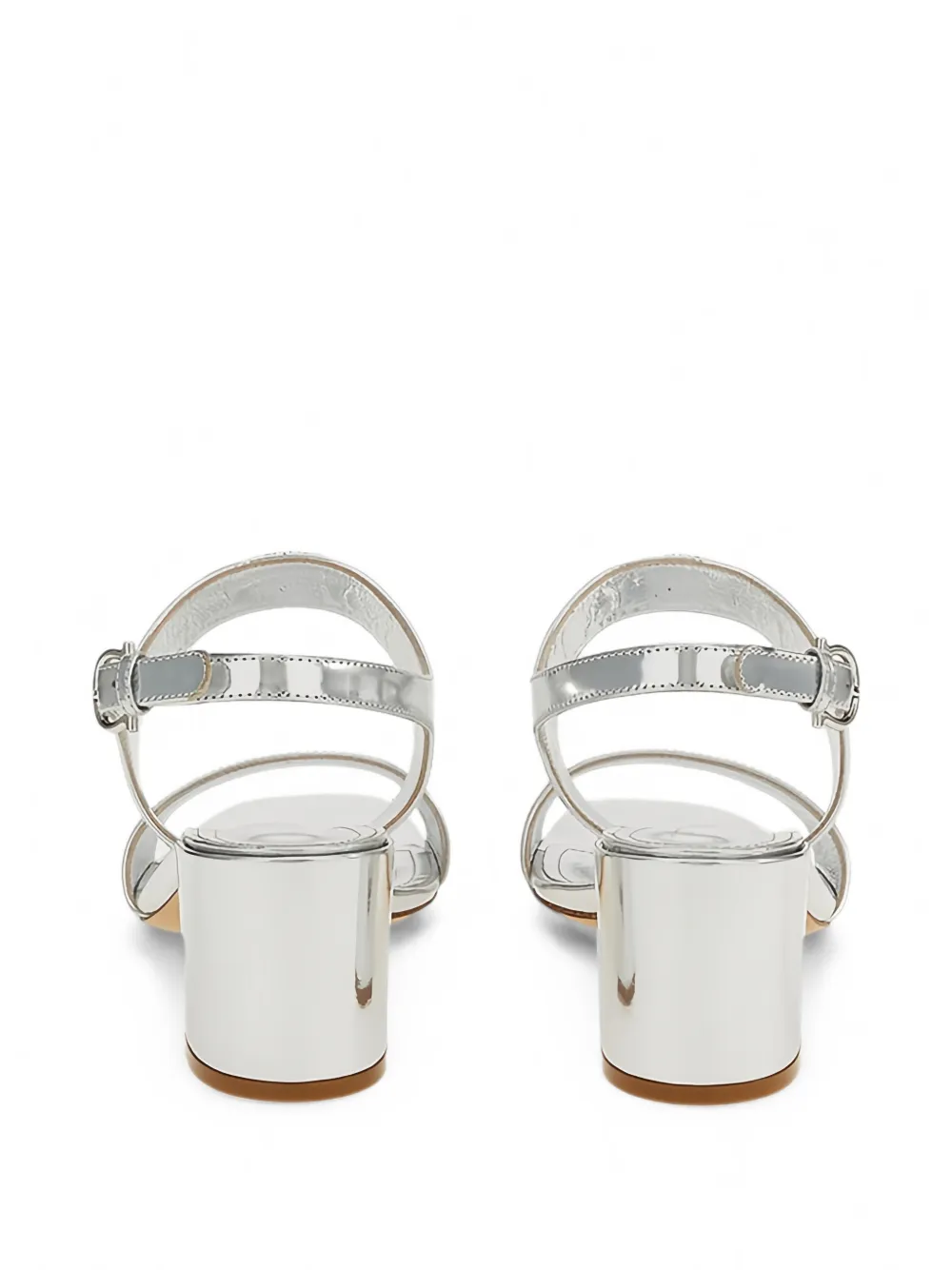 Ferragamo Gancini metallic leather sandals Zilver