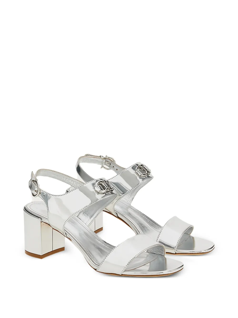 Ferragamo Gancini metallic leather sandals - Silber