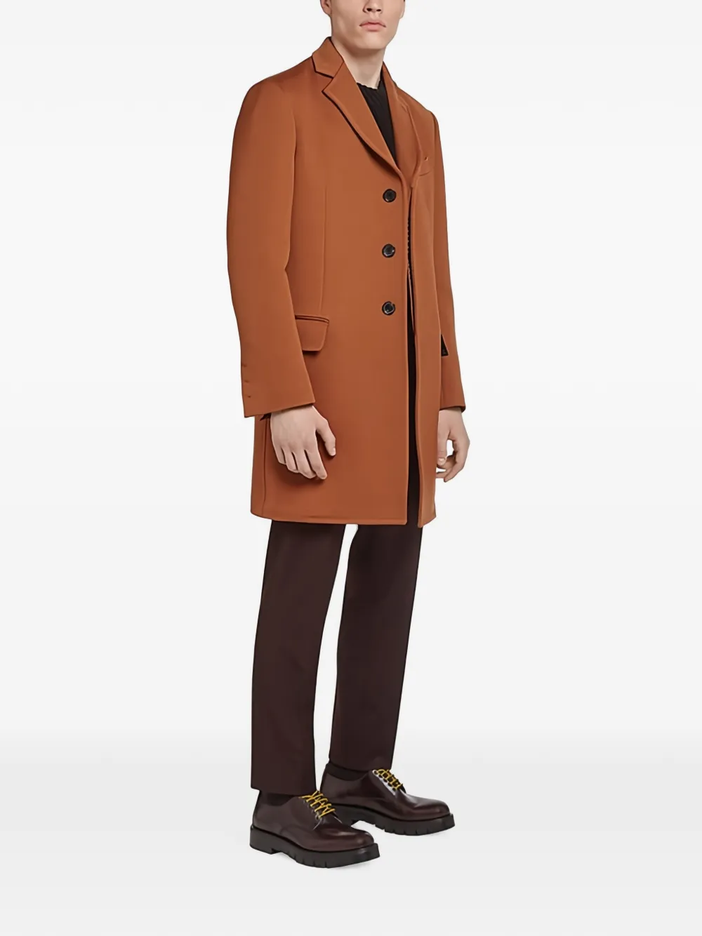 Ferragamo Mantel met enkele rij knopen Bruin