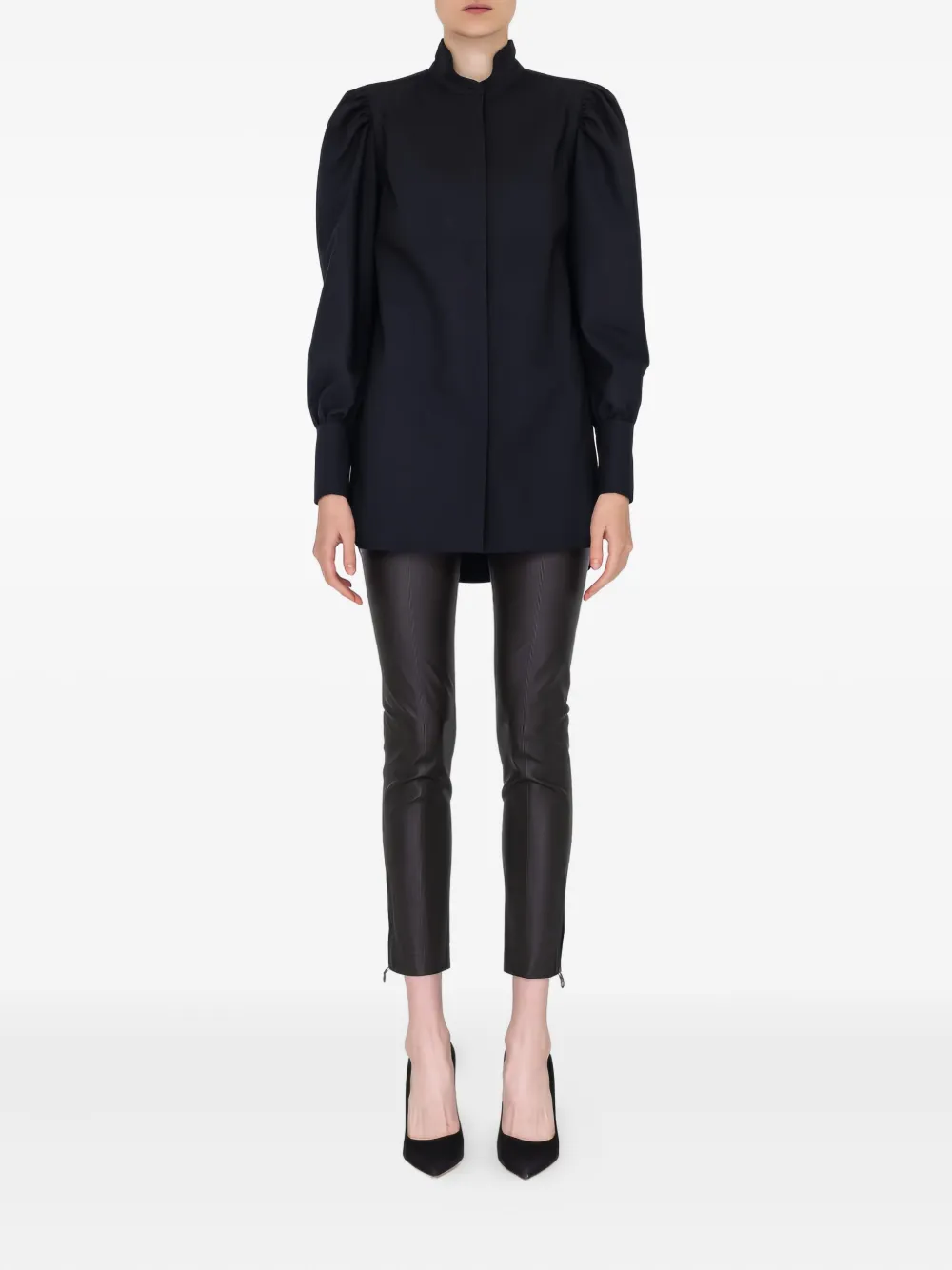 Ferragamo zip-detail leather trousers - Zwart